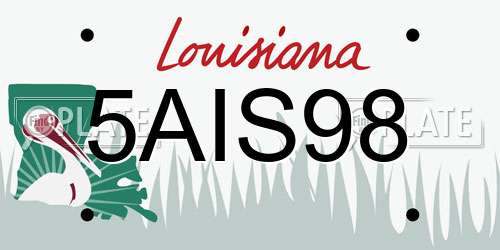 5AIS98 Louisiana License Plate