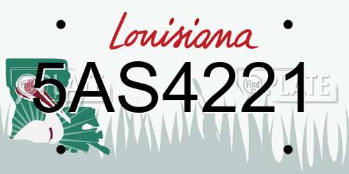 5AS4221 Louisiana License Plate
