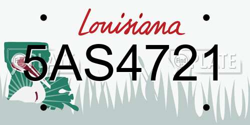 5AS4721 Louisiana License Plate