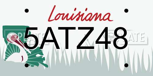 5ATZ48 Louisiana License Plate