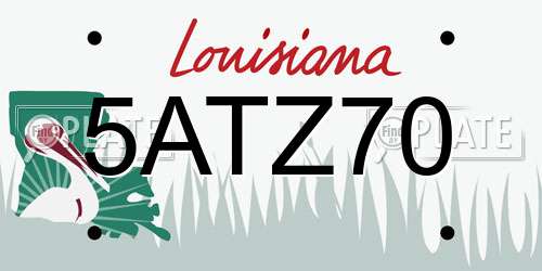 5ATZ70 Louisiana License Plate