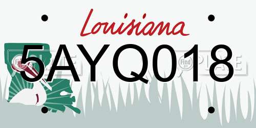 5AYQ018 Louisiana License Plate