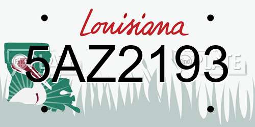 5AZ2193 Louisiana License Plate