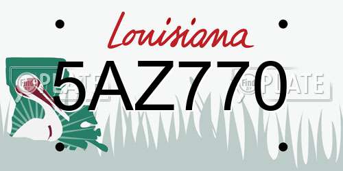 5AZ770 Louisiana License Plate