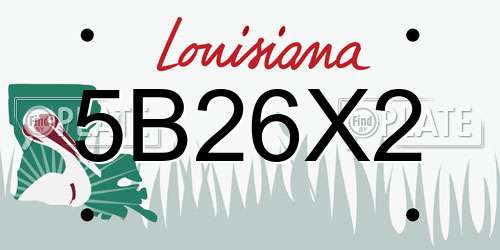 5B26X2 Louisiana License Plate