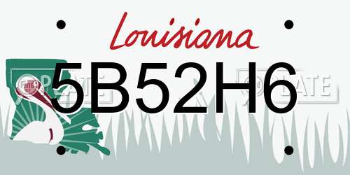 5B52H6 Louisiana License Plate
