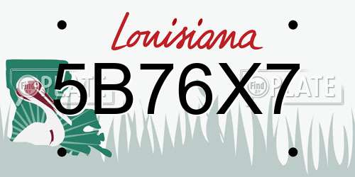 5B76X7 Louisiana License Plate