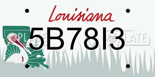 5B78I3 Louisiana License Plate