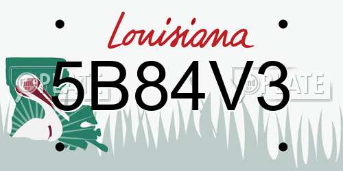 5B84V3 Louisiana License Plate