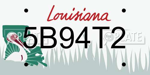 5B94T2 Louisiana License Plate