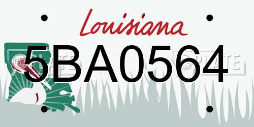 5BA0564 Louisiana License Plate