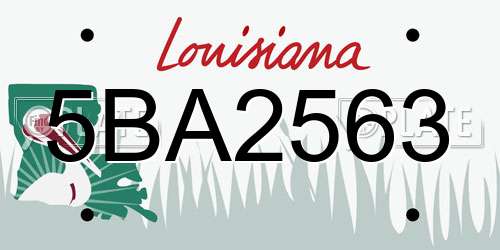 5BA2563 Louisiana License Plate