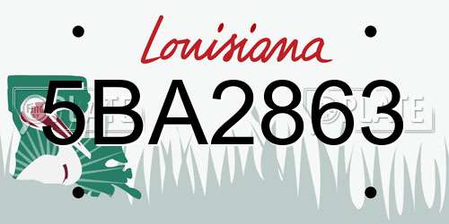 5BA2863 Louisiana License Plate