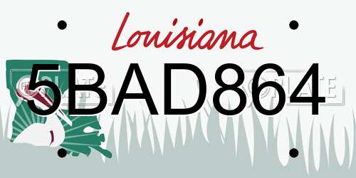 5BAD864 Louisiana License Plate