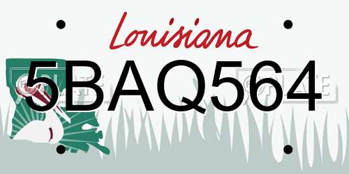 5BAQ564 Louisiana License Plate