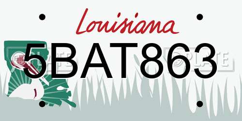 5BAT863 Louisiana License Plate