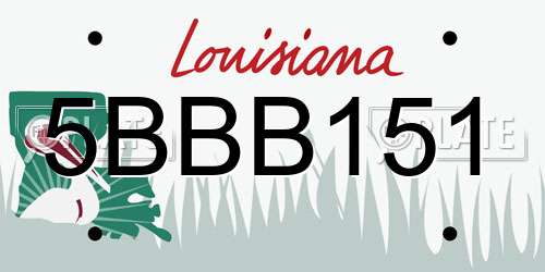 5BBB151 Louisiana License Plate