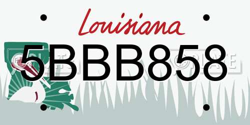 5BBB858 Louisiana License Plate
