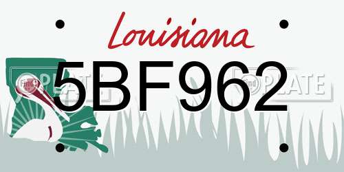 5BF962 Louisiana License Plate