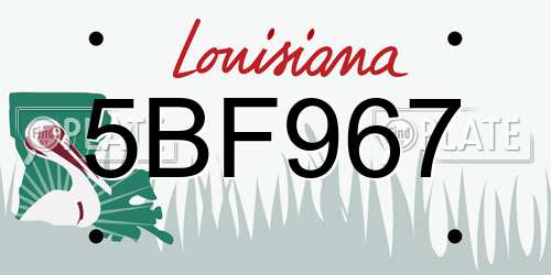 5BF967 Louisiana License Plate