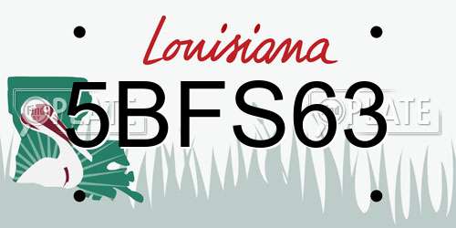 5BFS63 Louisiana License Plate