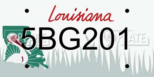 5BG201 Louisiana License Plate