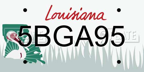 5BGA95 Louisiana License Plate