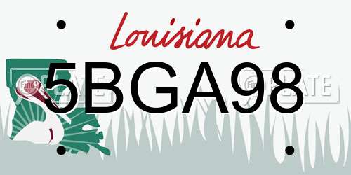5BGA98 Louisiana License Plate