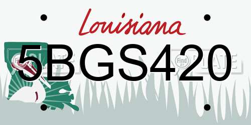 5BGS420 Louisiana License Plate
