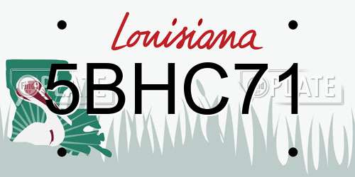 5BHC71 Louisiana License Plate