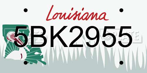 5BK2955 Louisiana License Plate