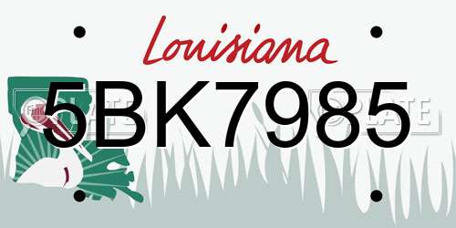 5BK7985 Louisiana License Plate