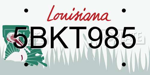 5BKT985 Louisiana License Plate