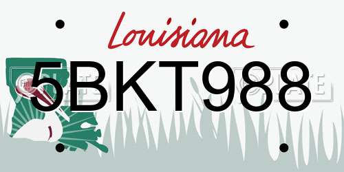5BKT988 Louisiana License Plate
