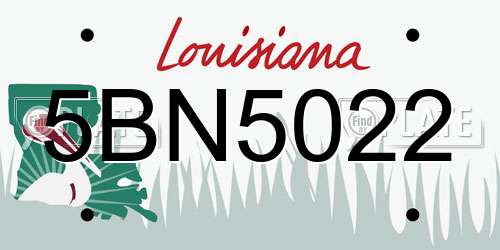 5BN5022 Louisiana License Plate