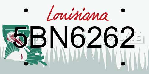 5BN6262 Louisiana License Plate
