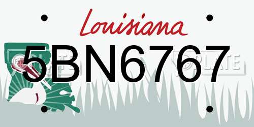 5BN6767 Louisiana License Plate