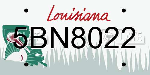 5BN8022 Louisiana License Plate