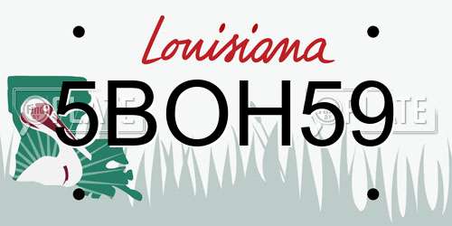 5BOH59 Louisiana License Plate