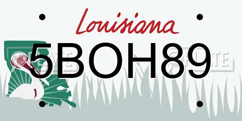 5BOH89 Louisiana License Plate