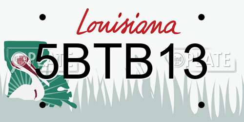 5BTB13 Louisiana License Plate