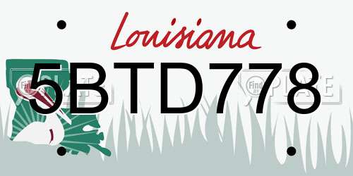5BTD778 Louisiana License Plate