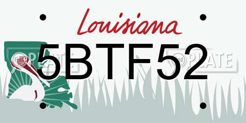5BTF52 Louisiana License Plate