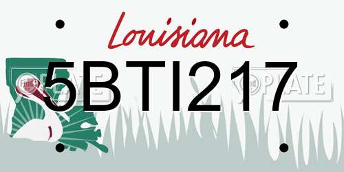 5BTI217 Louisiana License Plate