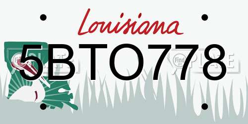 5BTO778 Louisiana License Plate
