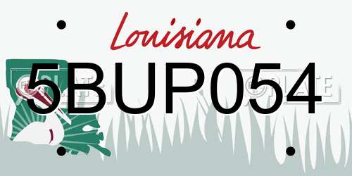 5BUP054 Louisiana License Plate