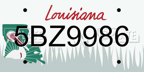 5BZ9986 Louisiana License Plate