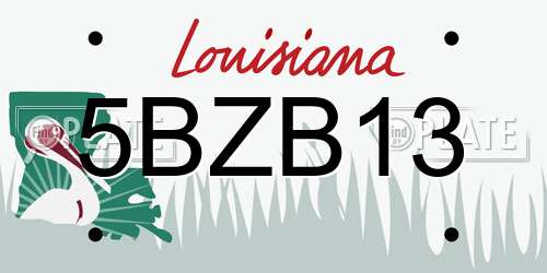 5BZB13 Louisiana License Plate