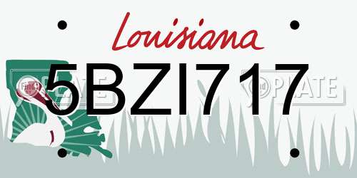 5BZI717 Louisiana License Plate