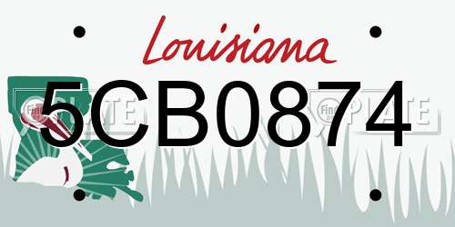 5CB0874 Louisiana License Plate